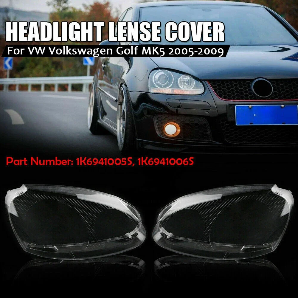 Car Front Headlights Lens Shell Cover Lampcover Transparent Lampshade For Volkswagen Golf 5 MK5 Jetta Rabbit 2005-2009