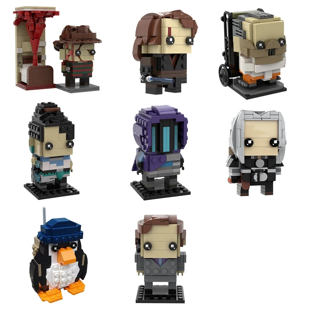 MOC اللبنات عدة شخصيات كرتونية شخصيات غريب Bricksheadz جمع الطوب نموذج تجميع juguداعي الاطفال لعبة الهدايا