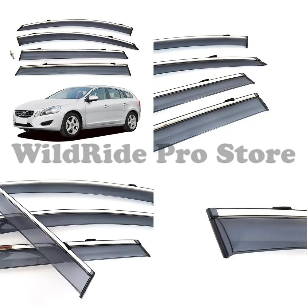 

1 set for 2011 2017 Volvo V60 window rain guard chrome strip 3D stainless steel trim