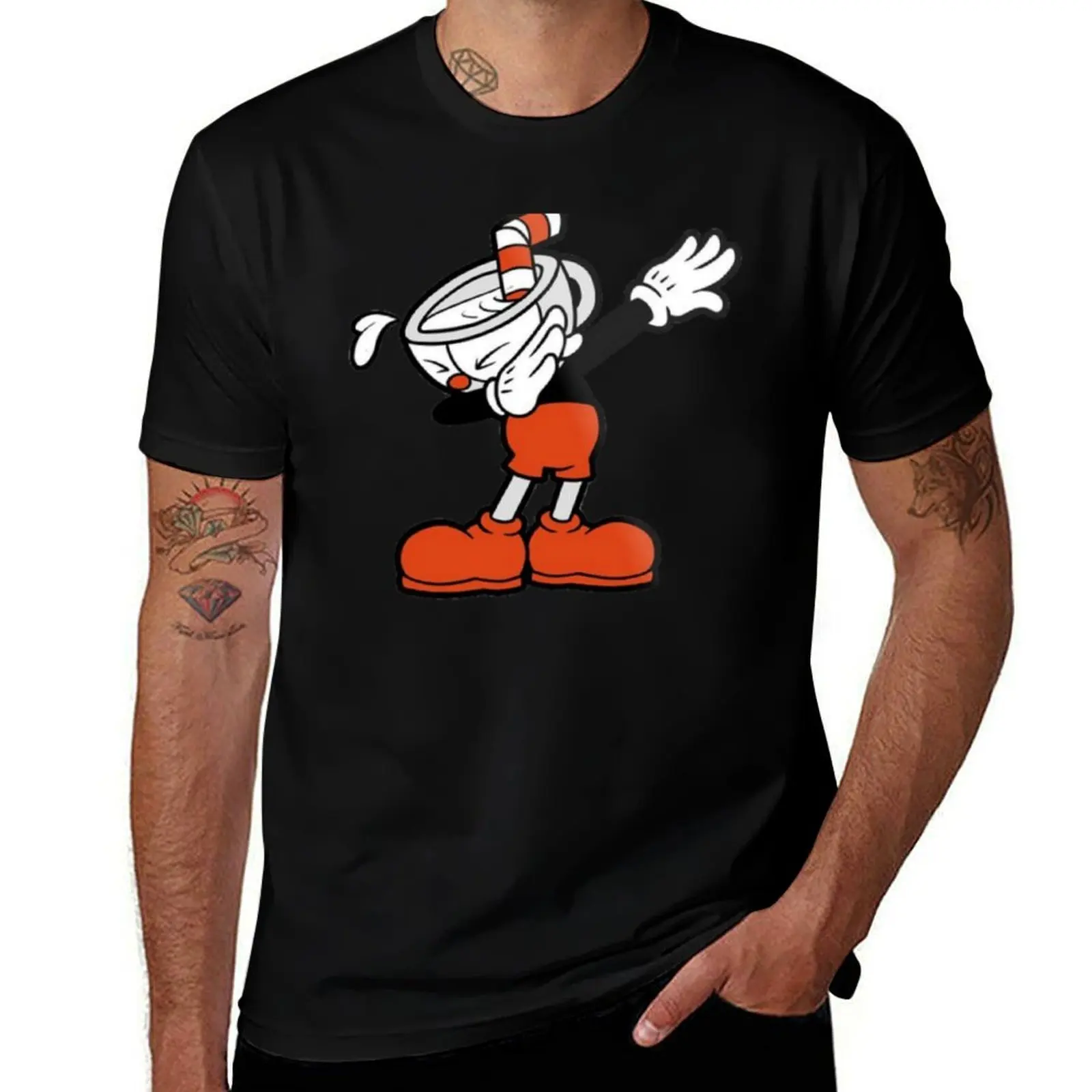 Cuphead Dabbing - Funny Dab T-Shirt Big Size Simple T-Shirt