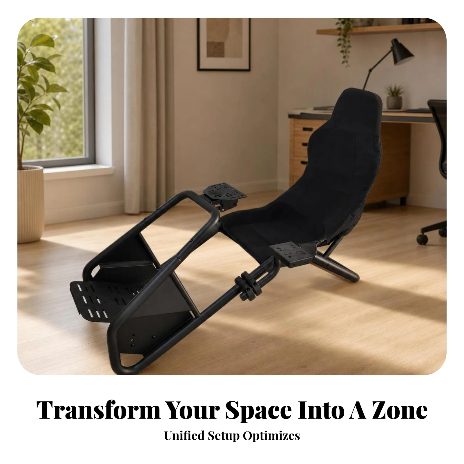 Racing Simulator Cockpit with Seat Universal Compatibility Racing Simulator Cockpit Driving Wheel Stand Ergonomic Furniture view 4