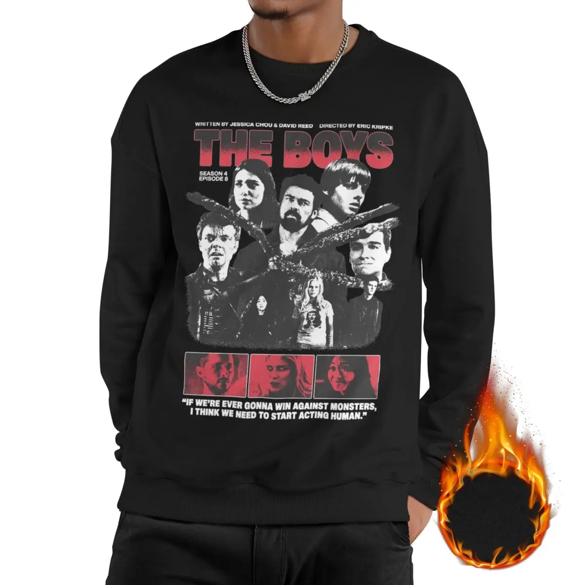 

The Boys Season 4 TV Show Sweatshirt Fleece-Lined For Men Women Sweatshirts Graphic Print Homelander Long Sleeve Shirts Hoodie