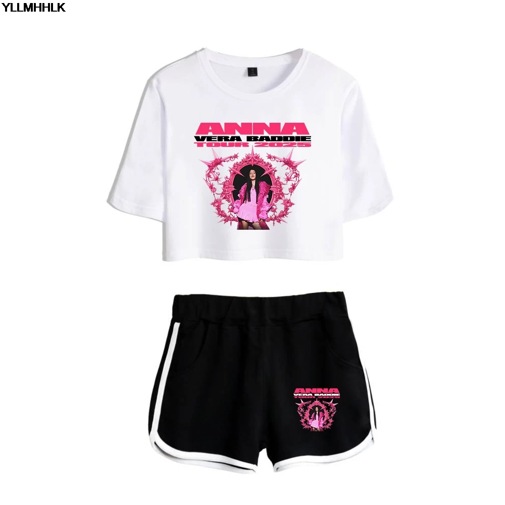 Anna Pepe Vera Baddie Tour Merch Short Sleeve Crop Top+Shorts Two Piece Sets Women's Top Sets