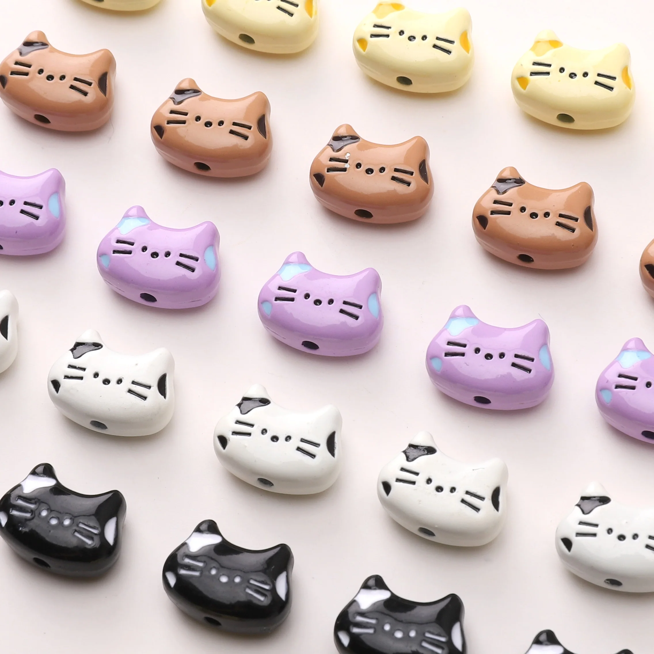 1PC Creamy Cat Beads Head Alloy Pendant Cute DIY Jewelry Making Bracelet Spacer Beads Handmade Marking Accessories