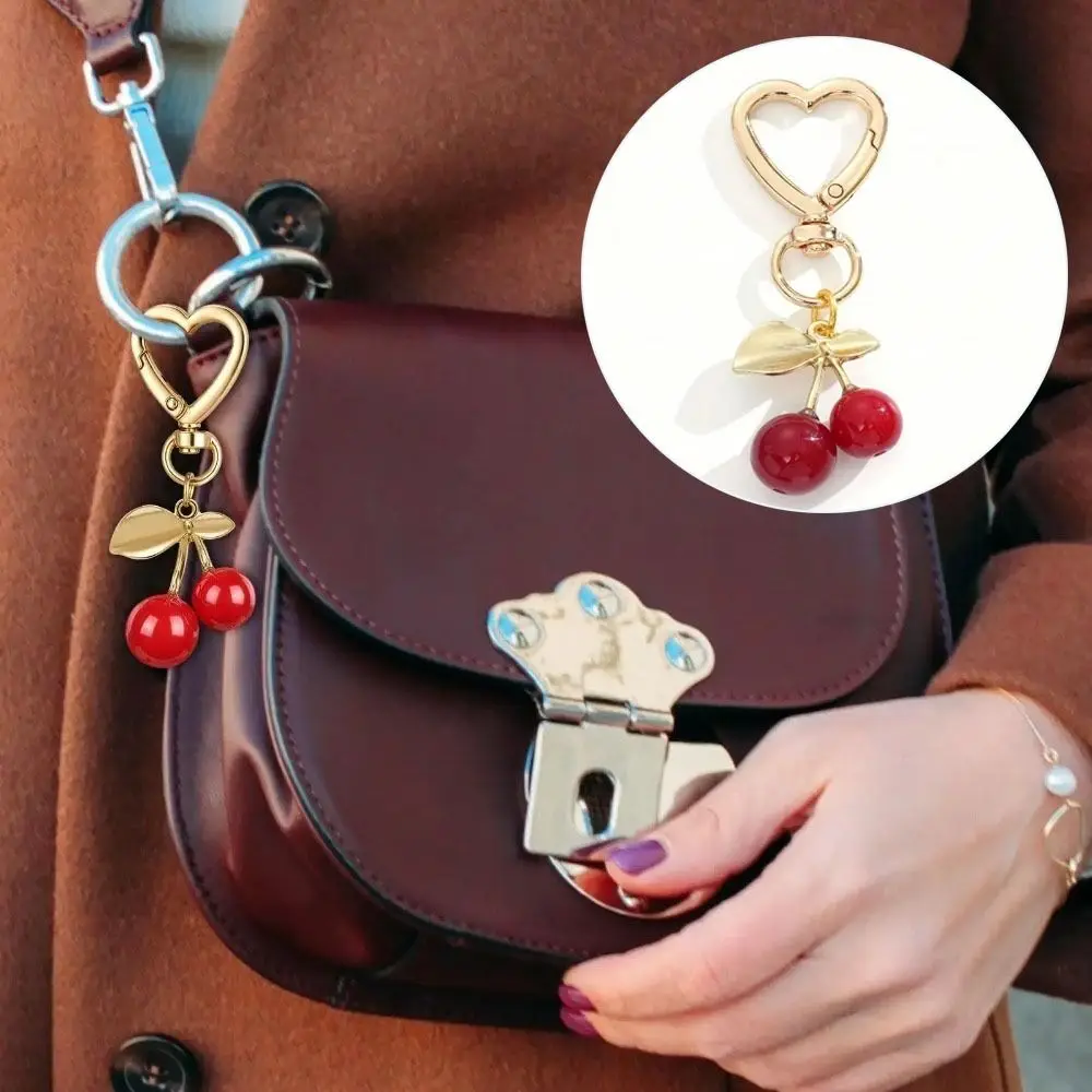 

Cute Durable Cherry Keychain Lobster Clasp Decorative Keyring Bag Pendant DIY Bag Accessory