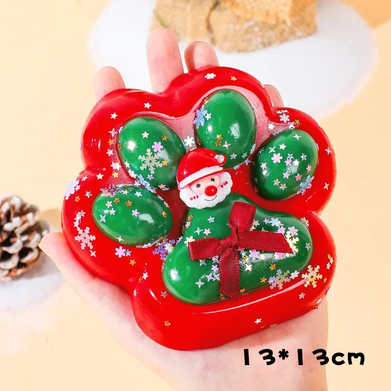 Christmas Cat Paw Squishy Fidget Toy Cute Slow Rebound Stress Relief Toy Pinch Decompression Xmas Gift Cat Claw Soft Squeeze Toy