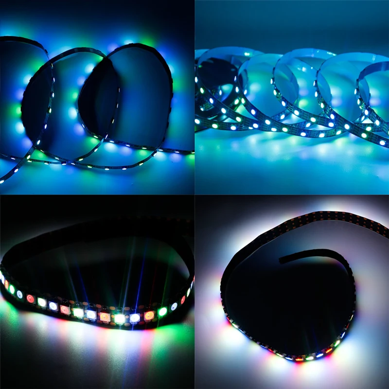 ไฟสายแอลอีดี SK6812 RGBW 5V นำแสงแถบยืดหยุ่น30 60 144 les/ M แยกที่อยู่ได้ในตัว6812 IC 4 in 1 COLOUR