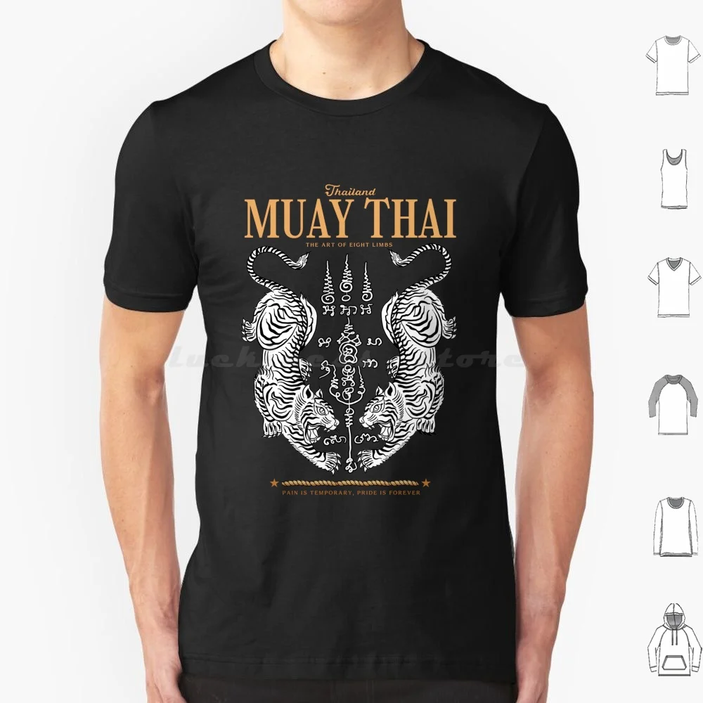 Classic Muay Thai Twin Tiger T Shirt Cotton Men Women DIY Print Muay Thai Boxing Kickboxing Thailand Sak Yant Martial Arts