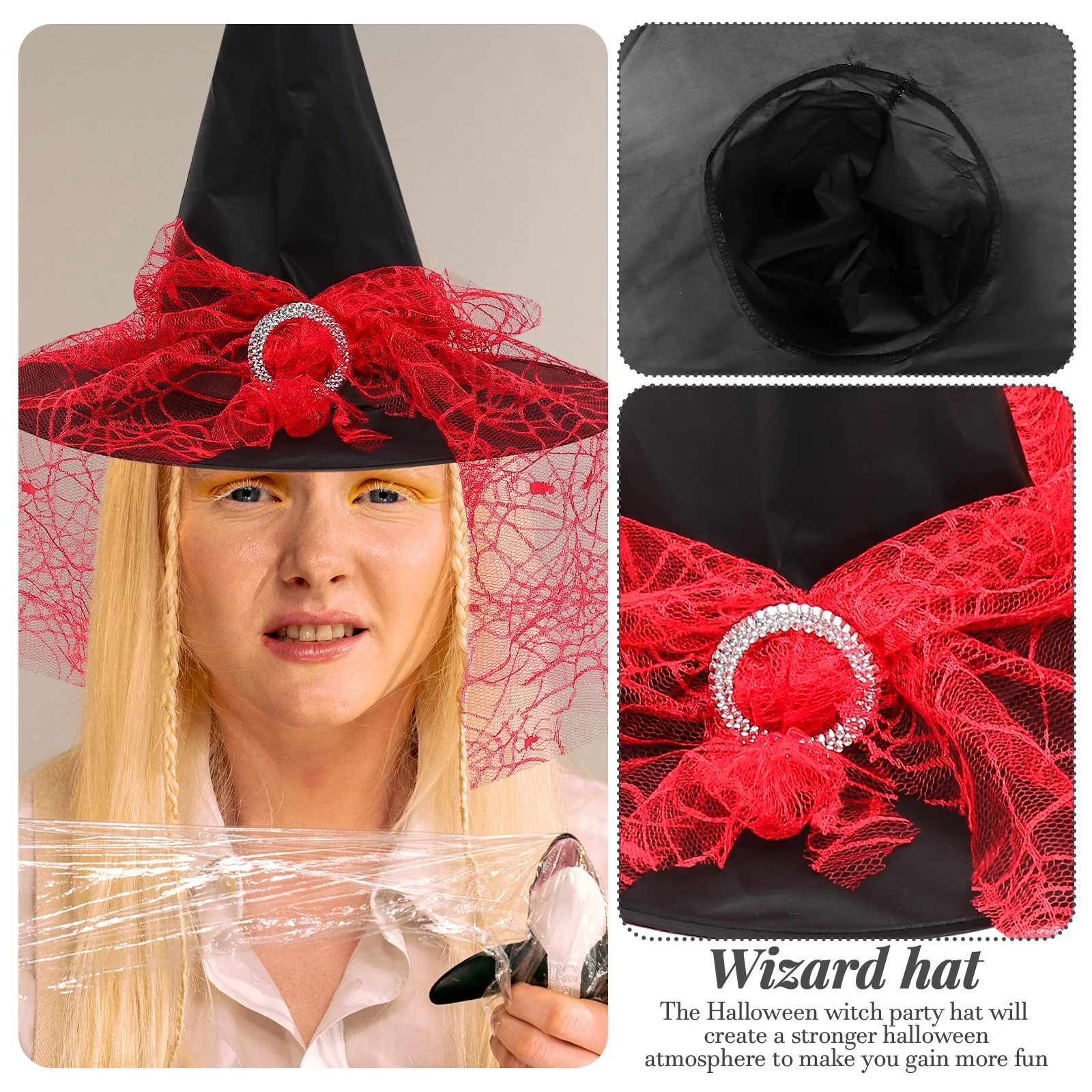 

3 Pcs Witch Headdress Wizard Hat Adult Women Halloween Fancy Hats for Witchs Decorative Party Supplies Headpiece Women's & Caps