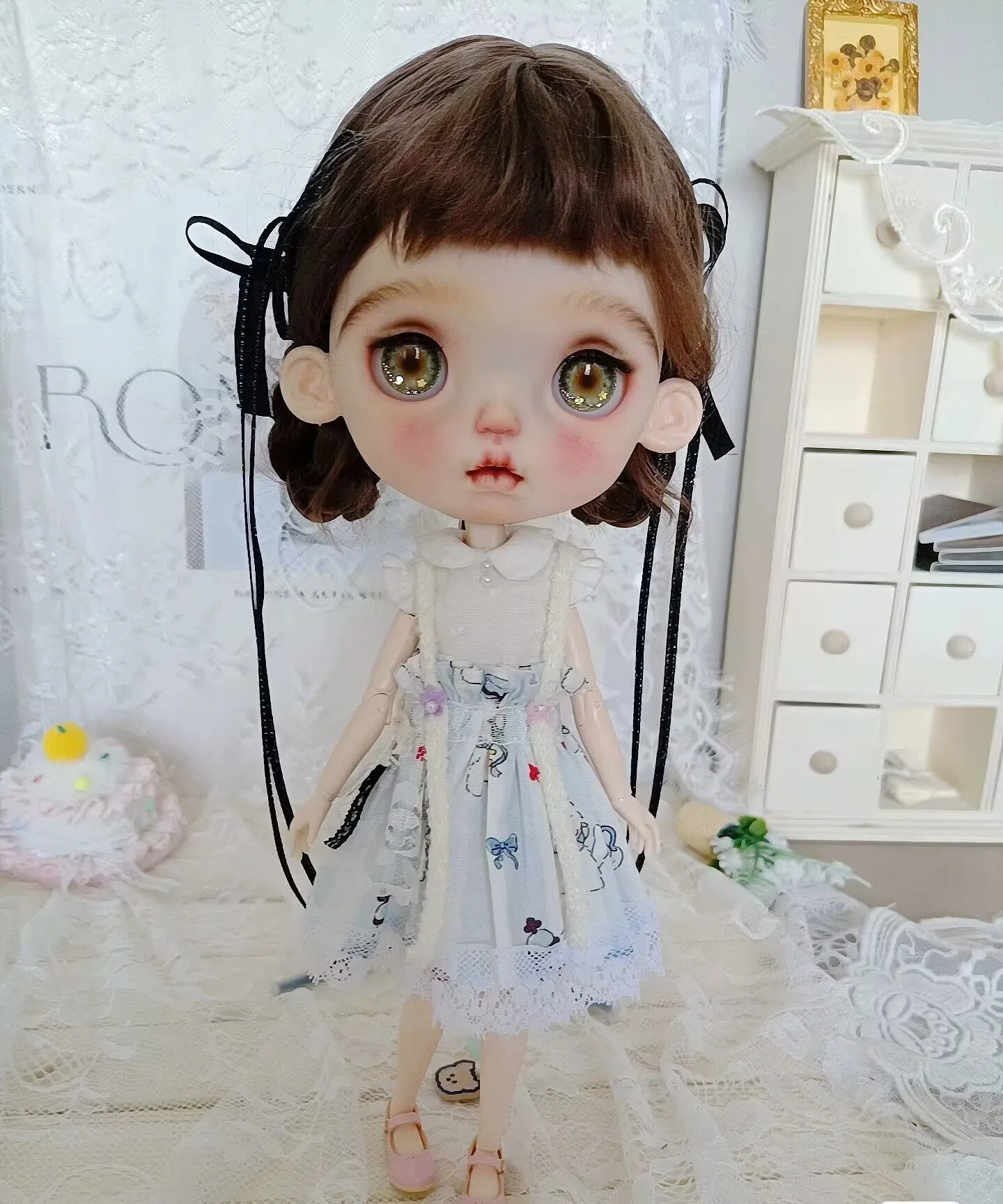 2pcs sweet carton pattern style 2025 Blythe/Landoudou Innerwear+skirt  (Fit for Lulu,ymy24,Ob22,24,26,zone, Jenny)