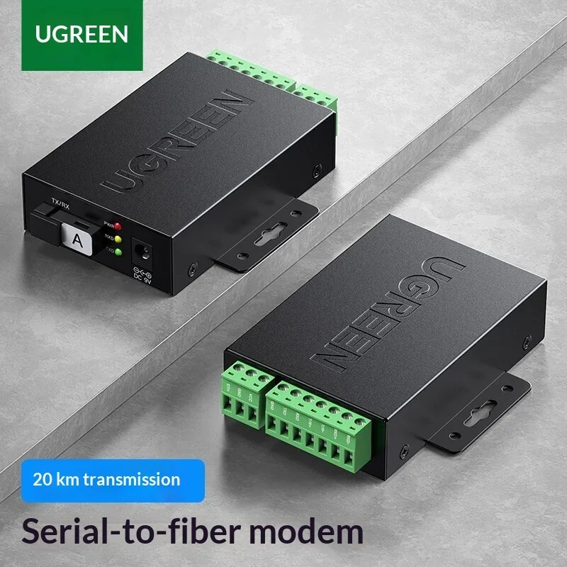 UGREEN 80736 CM365 RS232 RS422 RS485 Serial to Fiber Optic Converter Transceiver Modem Extender Industrial Adapter