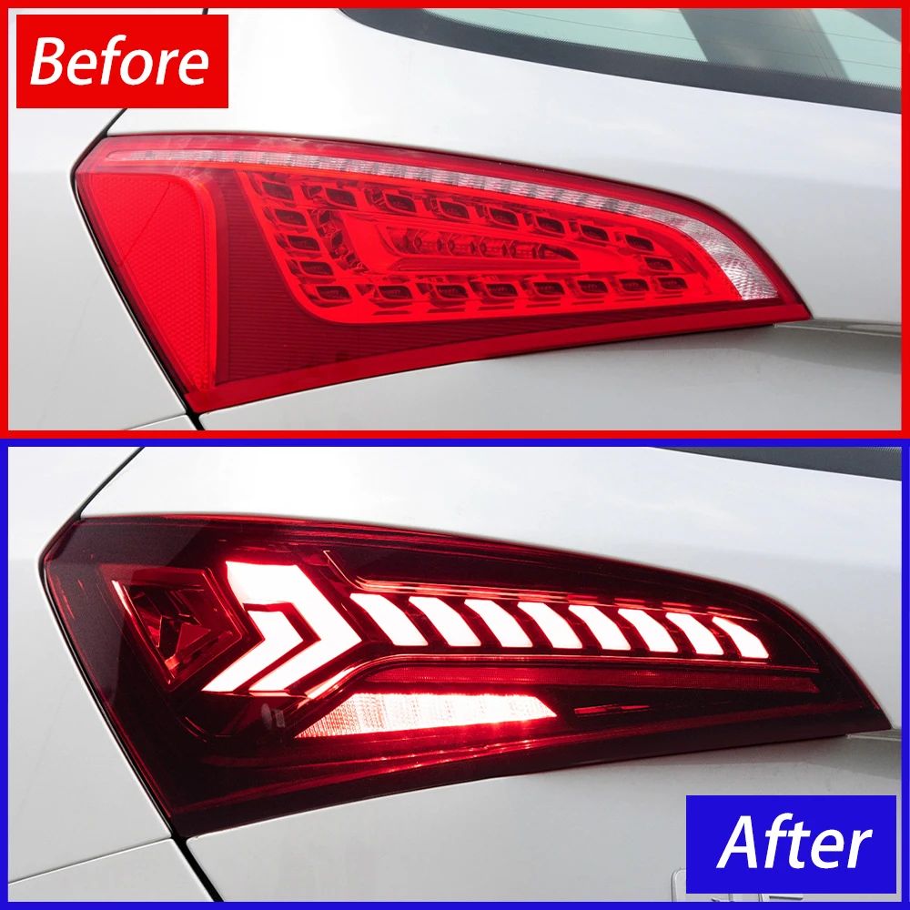 For Audi Q5 2009-2015 LED Auto Rear Back Lamps Assembly Upgrade Q7 Style Dynamic Flicker Car Taillight Plug and Play Accessories