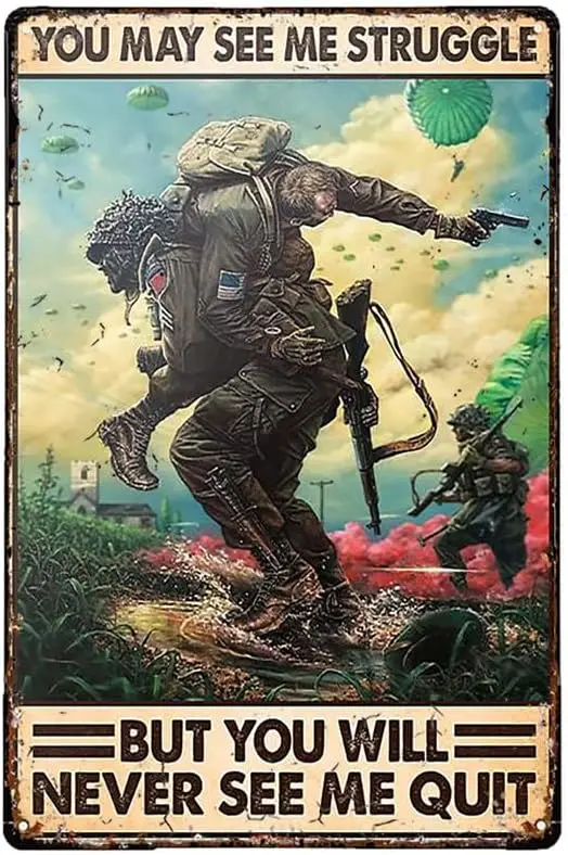 Y1, Décoration de la Journée des Vétérans, Plaque en métal « Vétéran de l'Armée des États-Unis » pour jardin, garage, « man cave », abri, bureau, salle d'artisanat, salon, café ; Ba