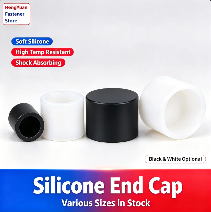 Flat Top Silicone Rubber Cap High Temperature Resistant Round Tube Protective Cover Anti-collision Rubber Pipe Sleeve 12.7mm