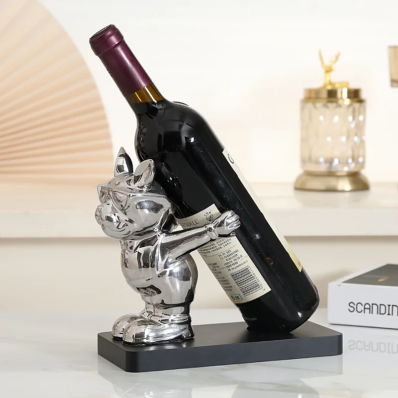 Creative French Bulldog Shaped Wine Rack Ornament Modern Luxury Home Decor For Living Room Entryway Sideboard Tv Stand Wine Cabi