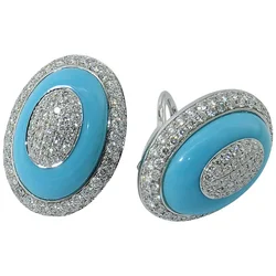 Luxury Women's Round Blue Stone Earrings Lovely Zircon Wedding Earrings for Two Simple Silver Color Earrings Women's Earrings