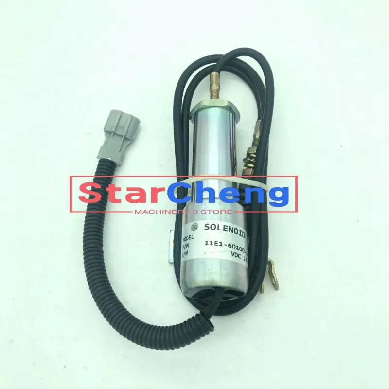 

for Hyundai R210/215/220/225-5-7 Excavator 24V 11E1-60100-24 11E1-60100 Fuel Shutoff Solenoid Stop Shutdown Valve Accessories