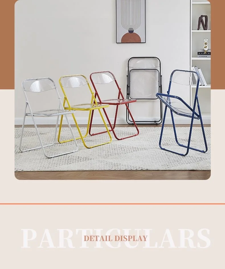 Modern Simple Acrylic Transparent Folding Chair Portable Dining Leisure Chair for Home Living Room Balcony