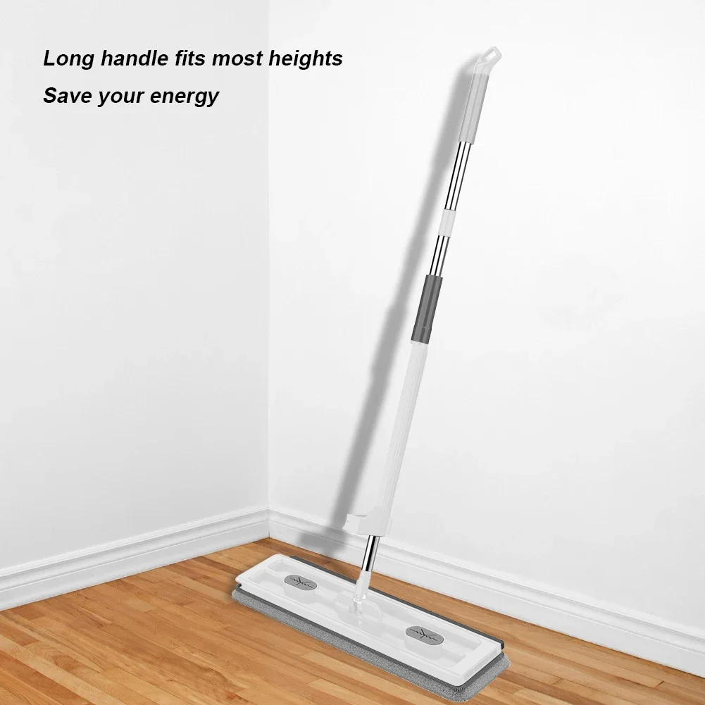 Enlarged Squeeze Mop with Mop Bucket Hand Free Wringing Floor Cleaning Microfiber Mop Pads Wet or Dry Usage on Hardwood Laminate