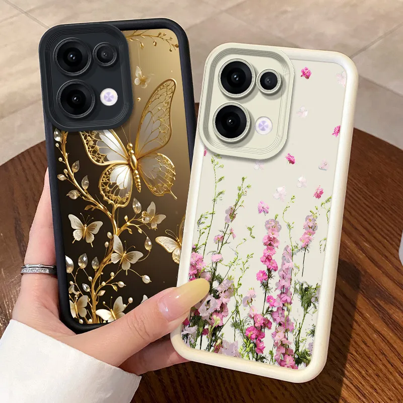 For OPPO Reno13 5G/Reno13 Pro/Reno13 F 4G 5G/Reno 13 FS Phone Case Cute Flower Fashion Cover Silicone Shockproof Protective Case