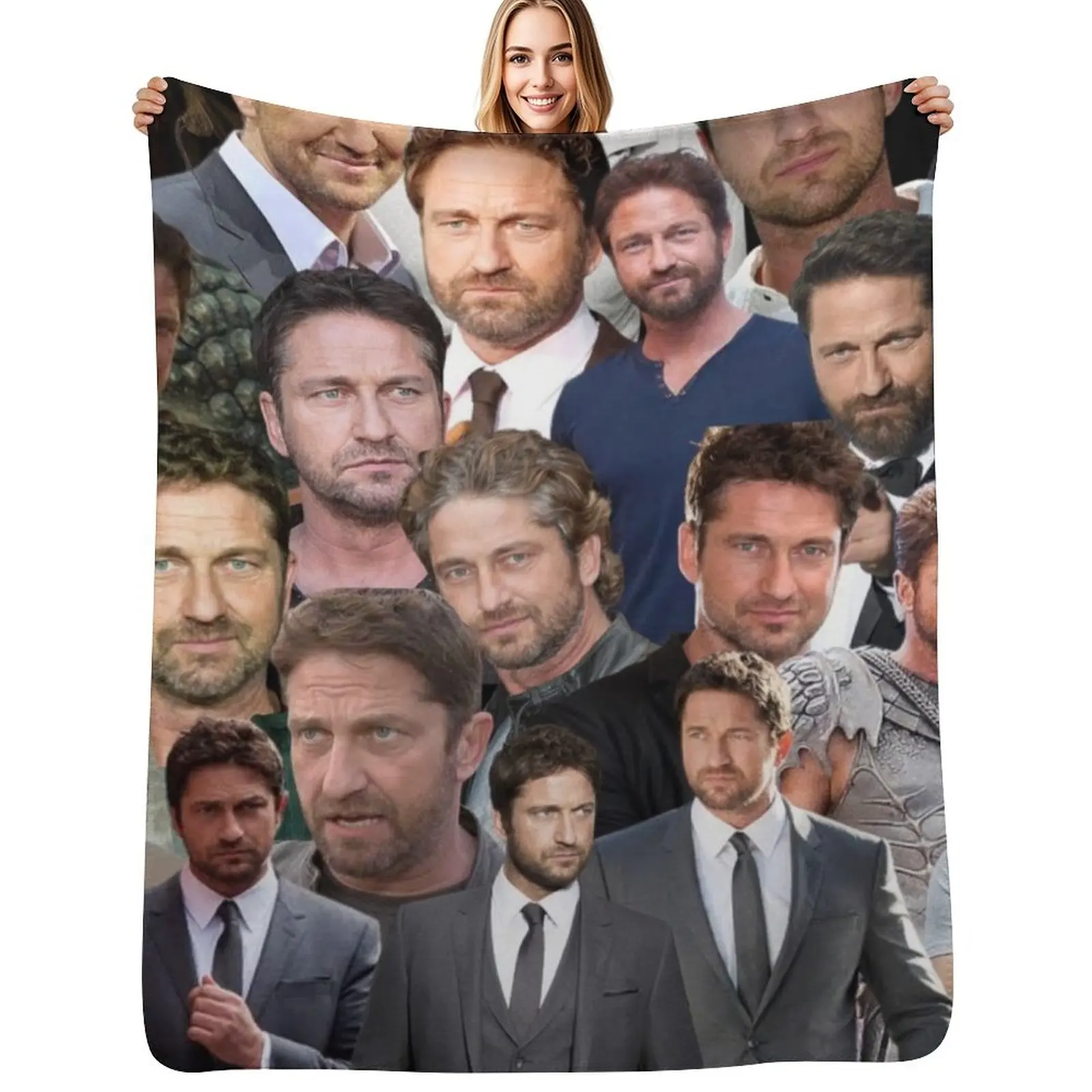 

gerard butler photo collage Throw Blanket Wrinkle Resistant Lightweight Blanket