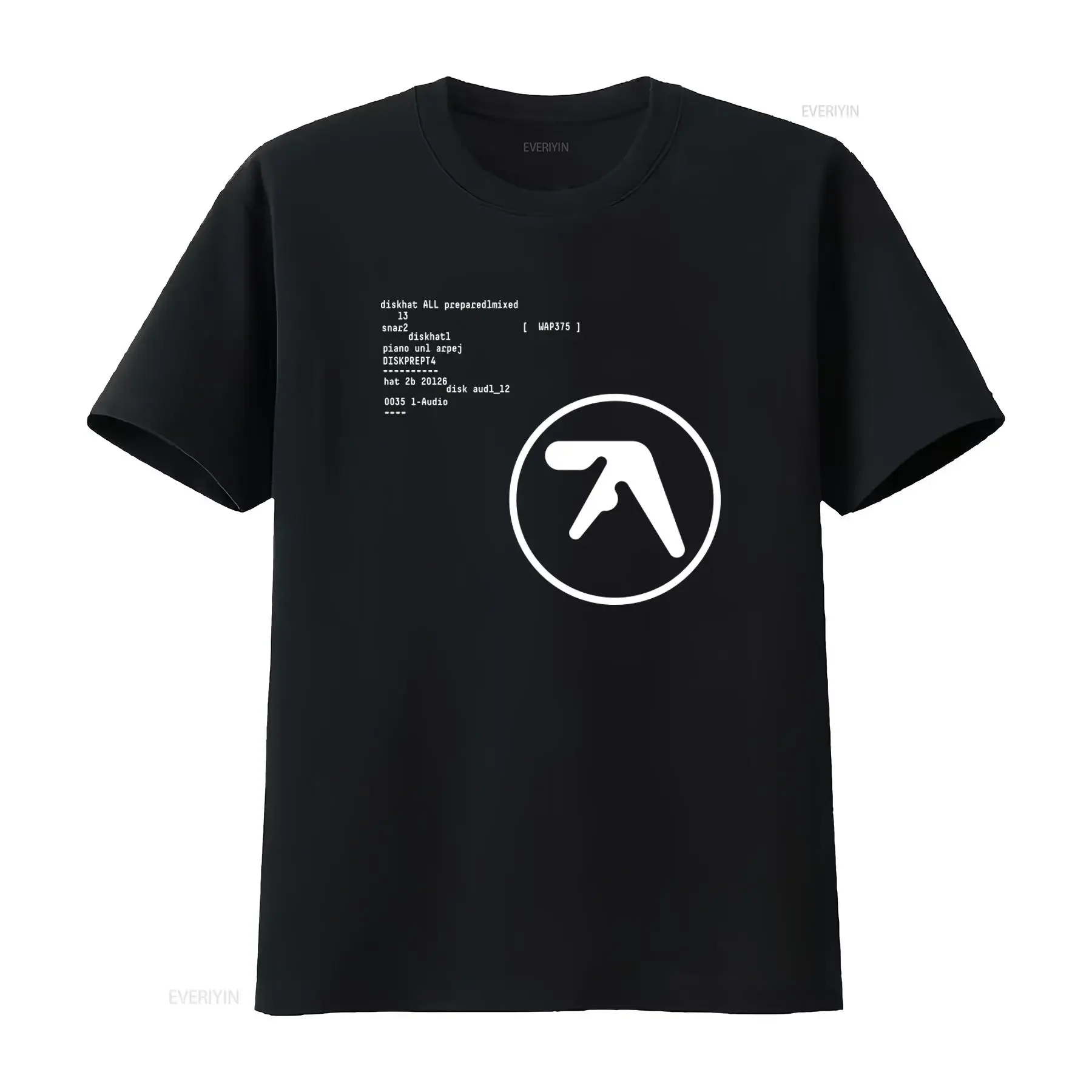 Aphex Twin T shirt R2NY Design Black White Print vintage Washed Top For Everyday Wear Stretched Comfortable Breathable
