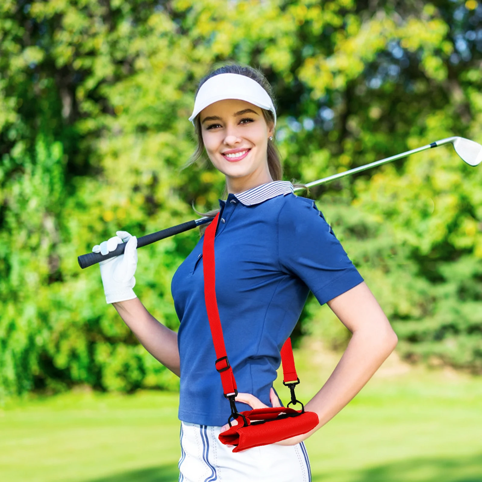 

Golf Club Bag Lightweight Portable Red Polyester Travel Outdoor Golfing Clubs Carrier Pouch Durable Wear Resistant Material