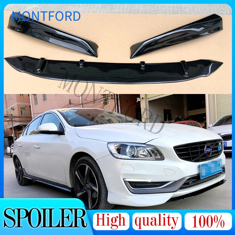 

Car Styling ABS Plastic Unpainted Color Front Bumper Lip Trunk Spoiler Protector 3Pcs For Volvo S60 s60l S60L 2012-2017