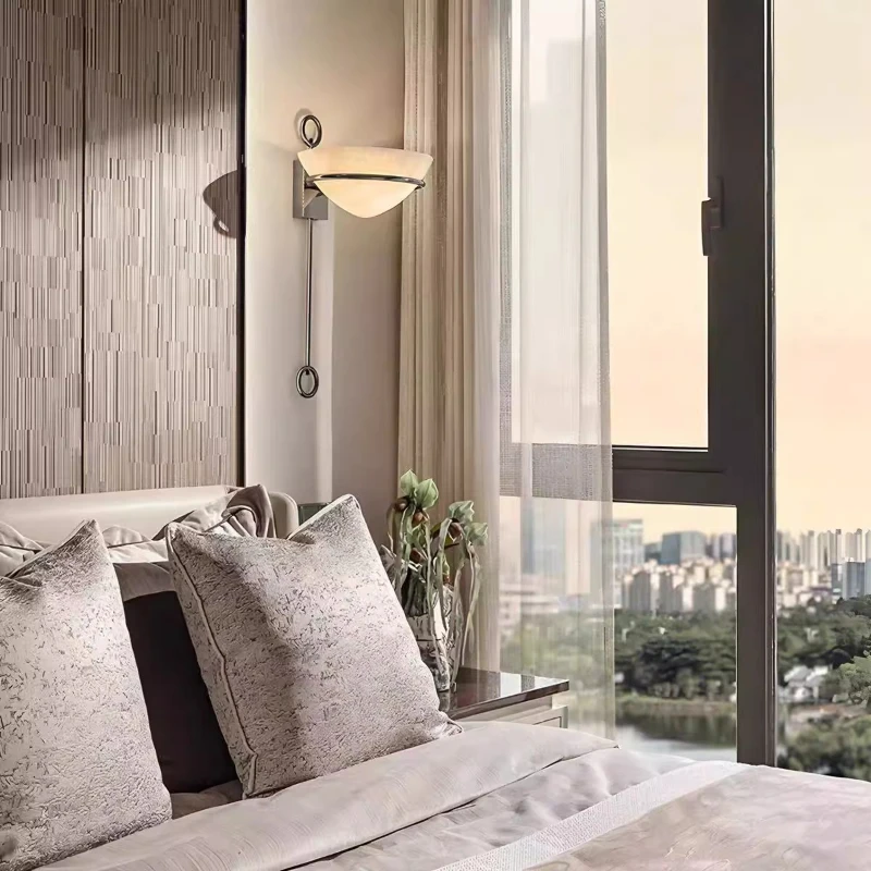 Rural Modern Style Spanish Marble Wall Lamp Minimalist Design Corridor Bedroom Living Room Highend Decorative Lighting Fixtures