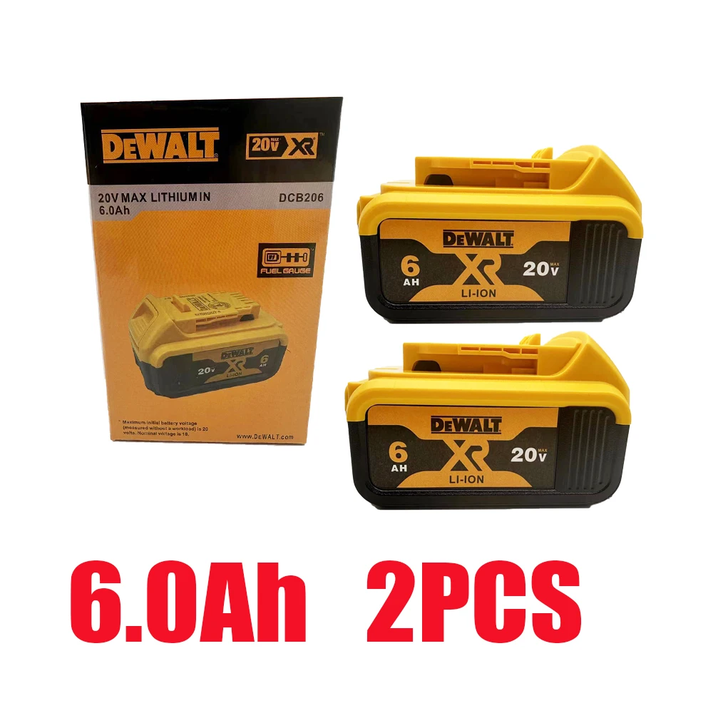 merk 100% originele Dewalt 20V batterij, 6AH oplaadbare lithium-ionbatterij, Dewalt DCB200 vervangende batterij voor elektrisch gereedschap