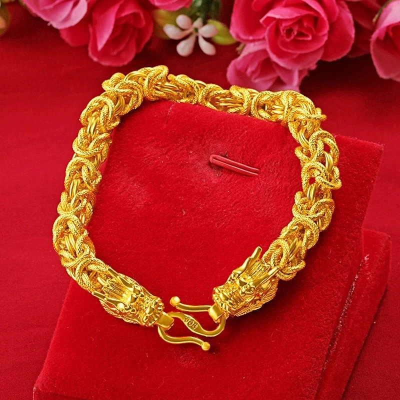 Gold shop's same style dragon-patterned necklace, popular bracelet jewelry, men's domineering gold chain, wholesale from manufac