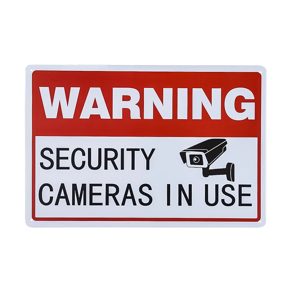 Vintage Metal Sign Warning Video Surveillance Security Cameras In Use vintage home room wall decor