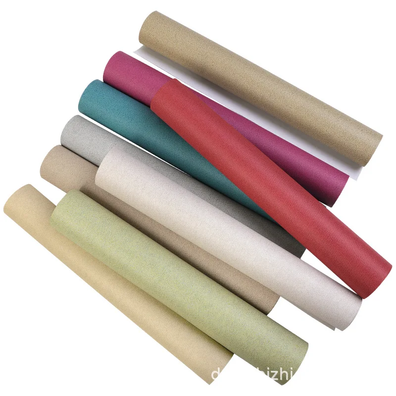 ورق حائط كاكي غير منسوج بلون سادة إسكندنافي لغرفة المعيشة وغرفة النوم ورق حائط كتان حديث وبسيط من القماش #6