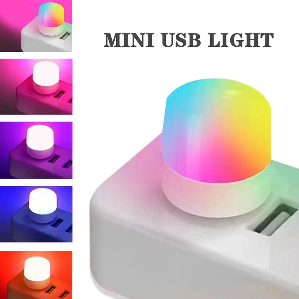 5Pcs Mini USB Plug Lamp LED Eye Protection Reading Light Computer Mobile Power Charging USB Small Book Lamp Round Night Light