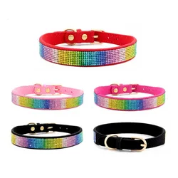 XXS/XS/S/M/LCrystal Dog Collar Comfortable Glitter Rhinestone Colorful Dog Collars Zinc Alloy Buckle Collar for Small Dogs Cats