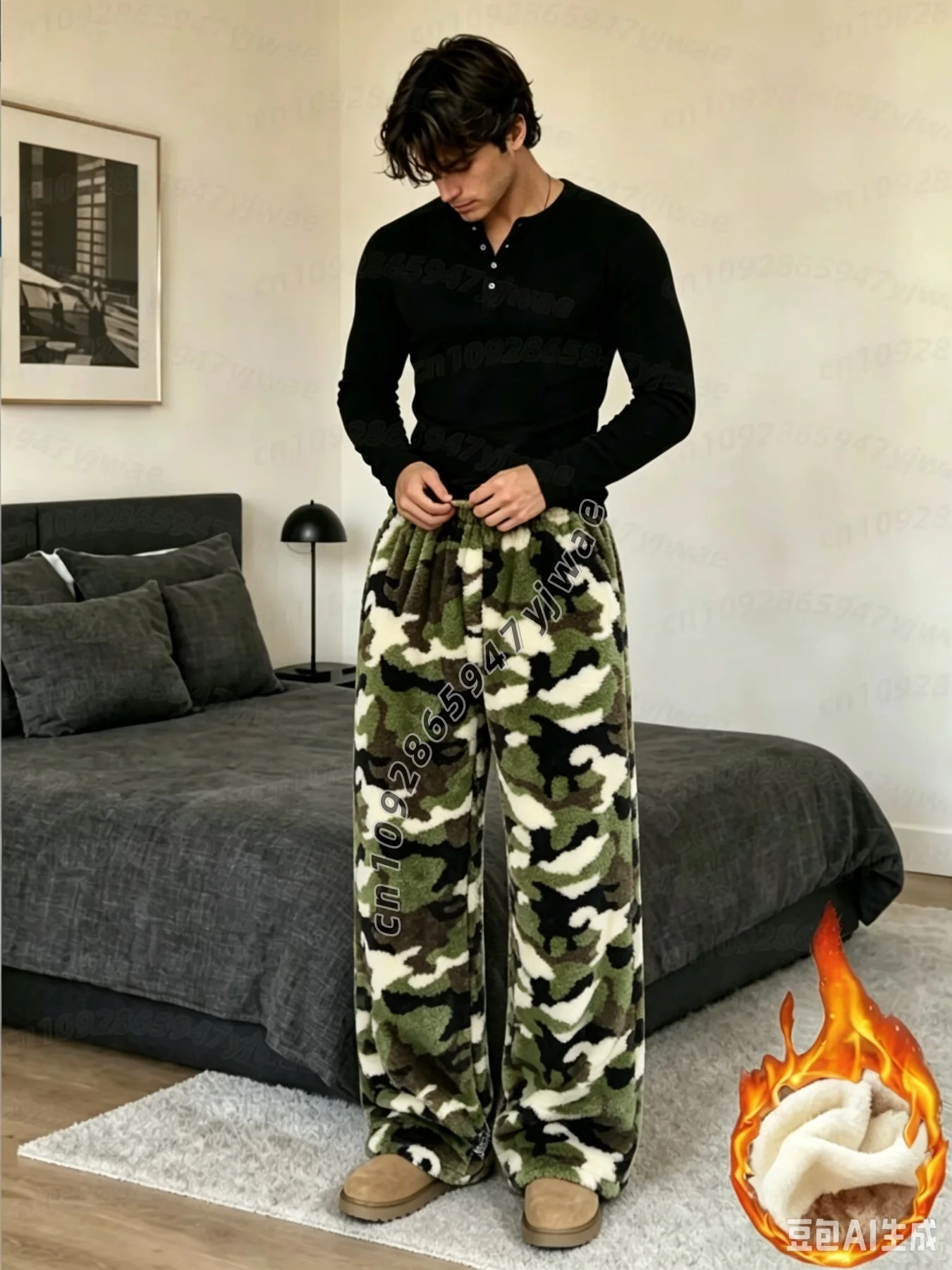 2026 Autumn MEN Halloween Classic camouflage Pajama Halloween Fleece Pajama Pants, Cozy Plush Lounge Pants,  Pajamas Pants