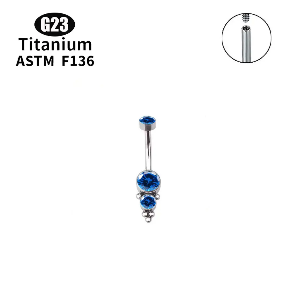 G23 Titanium Hot Selling Prong Set Cz Opal Navel Ring Piercing navel ring belly button titanium