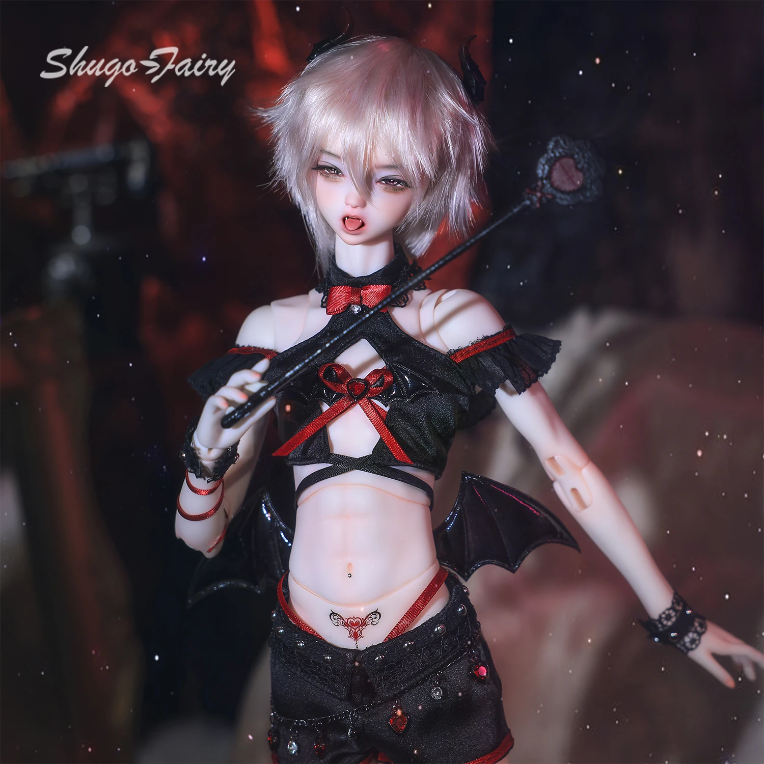 BJD 1/4 Chaelor A ShugaFairy Fullset Resin Demon Fang Magnetic Horns Collectible MC Ball Jointed Doll Unique Toy Gift