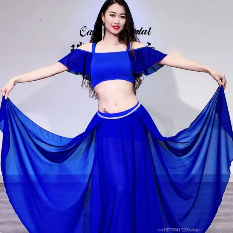 

Belly Dance Practice Outfit, Performance Outfit, Double Slit New Oriental Dance Outfit, Big Swing Skirt, Chiffon Summer