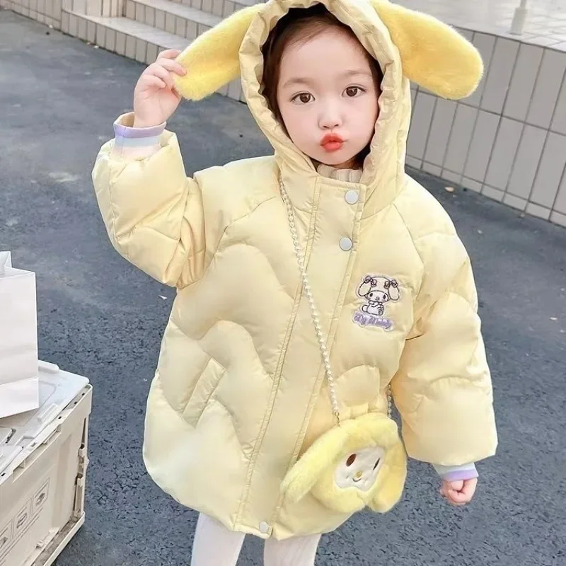 Girly Heart Kawaii Sanrio Long Sleeve Jacket My Melody Cotton Padded Cute Cartoon Coat Princess Clothing Lovely Gifts for Kids