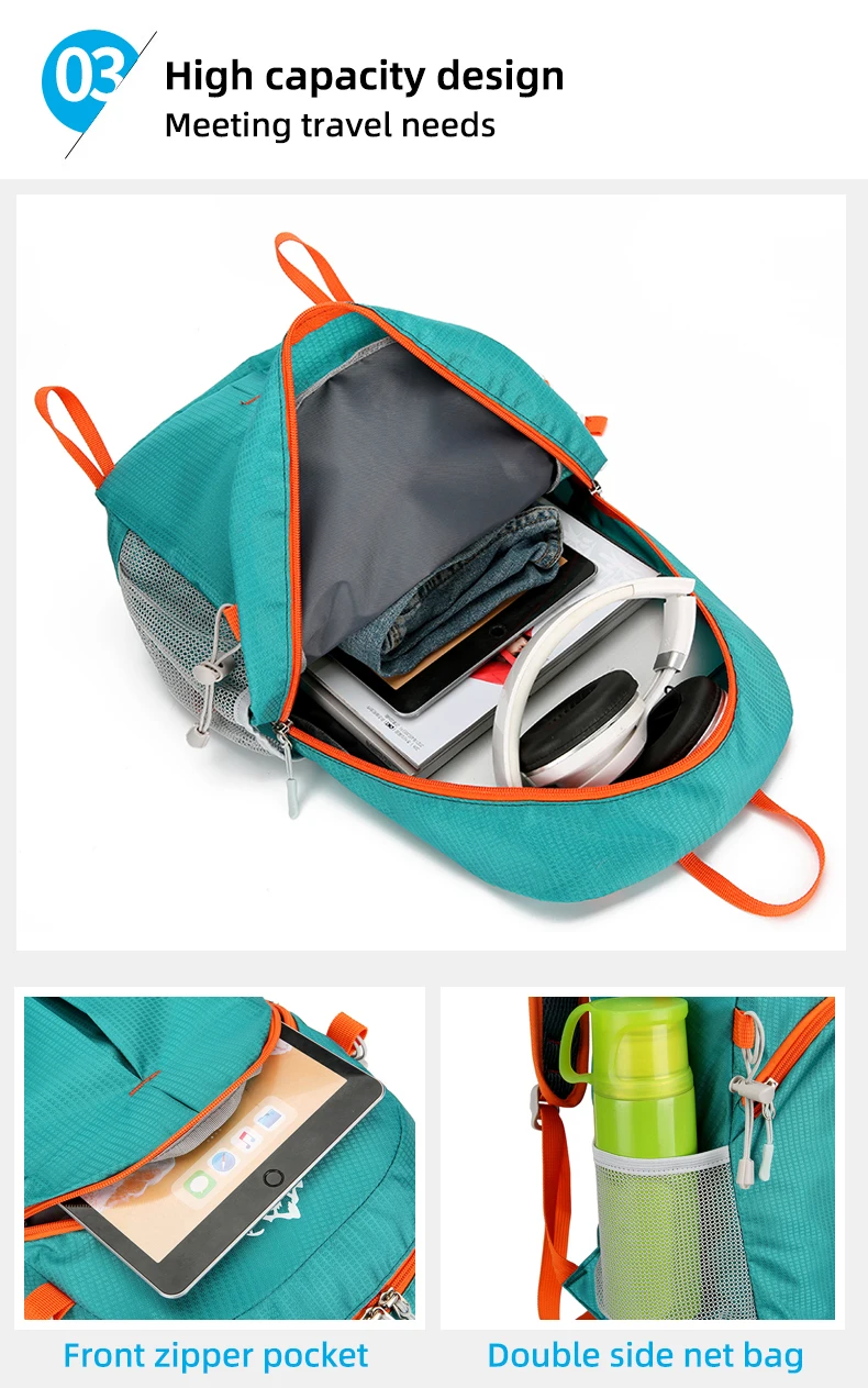 18L Tragbare Faltbare Rucksack Klapp Bergsteigen Tasche Ultraleicht Outdoor Klettern Radfahren Reise Knapsack Wandern Daypack Gipfelpaket wasserdicht verschleißfest Bodybuilding Yoga hohe Kapazität – Detail 10