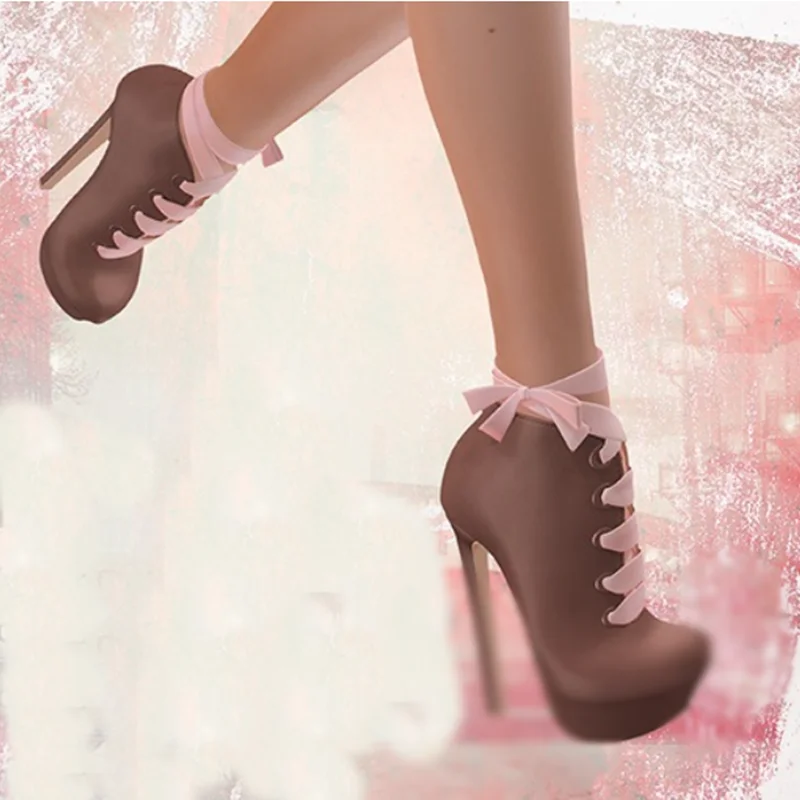 

Brown Lace Up Shallow Boots Thin High Heel Pointed Toe Fashionable Sexy Cool 2025 Winter Big Size Woman Shoes Zapatillas Mujer