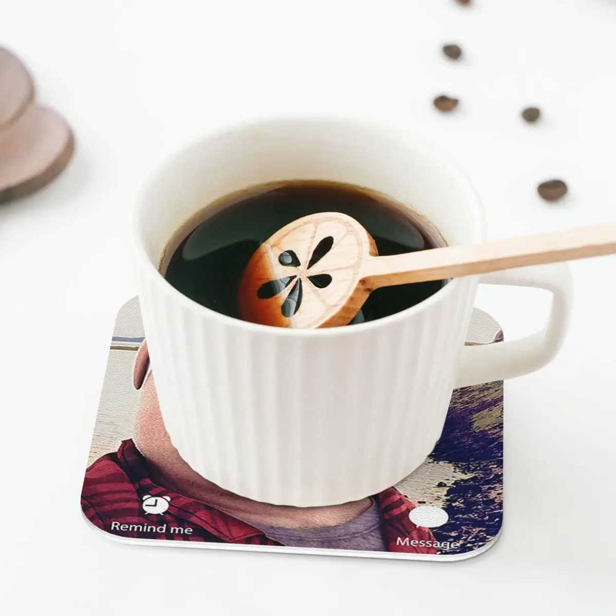 John Pork Is Calling Answer Call Phone Coasters Coffee Mats Mug Cup Placemats Tableware Pads for Home Kitchen Dining Bar