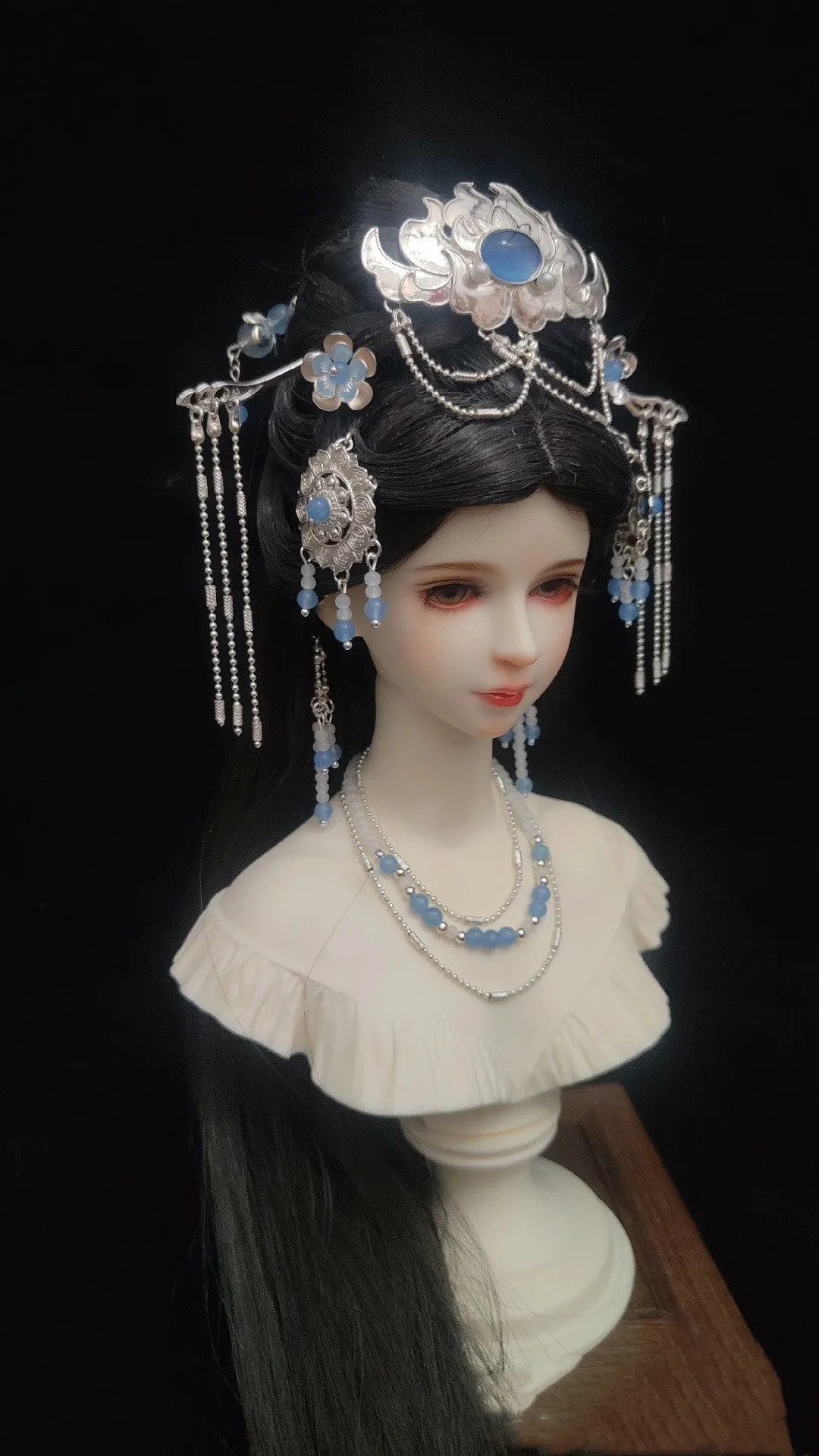 Bjd Doll Headdress， Ancient Style “Flame” Crown, Silver Collection Set Tiara