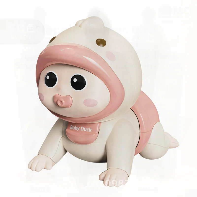 Elektryczna zabawka dla niemowląt do raczkowania z muzyką i funkcjami edukacyjnymi dla dzieci w wieku 6-8 miesięcy, wczesna edukacja, rozwój, różowy/niebieski