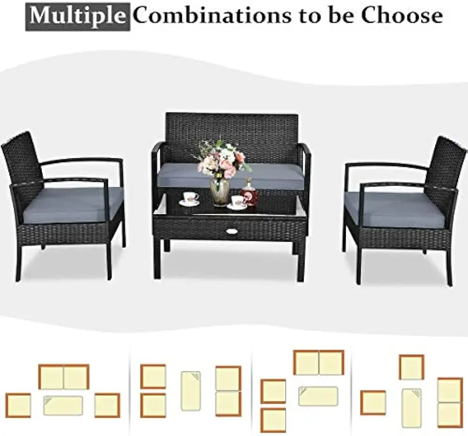 

Комплект уличной мебели для патио arвести из 4 предметов, для любой погоды, со съемной и моющейся подушкой