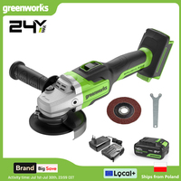 Greenworks 24V Brushless Angle Grinder 10500 RPM 4 inch Disc and M10 Spindle 2-Speed Variable with 4Ah Battery and Charger