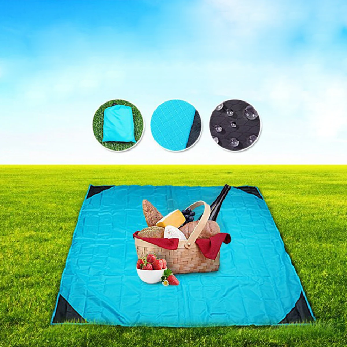 

Picnic Mat Easy to Carry Blanket Beach Portable Compact Size Outdoor Waterproof
