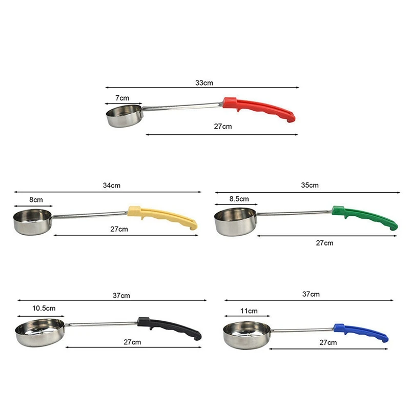 Punho de borracha Flat Bottom Spoon, Panela de molho, Medição Stir Soup Spoon, Cozinha Cozinhar, Pizza Spread, 2 Pcs, 6 oz