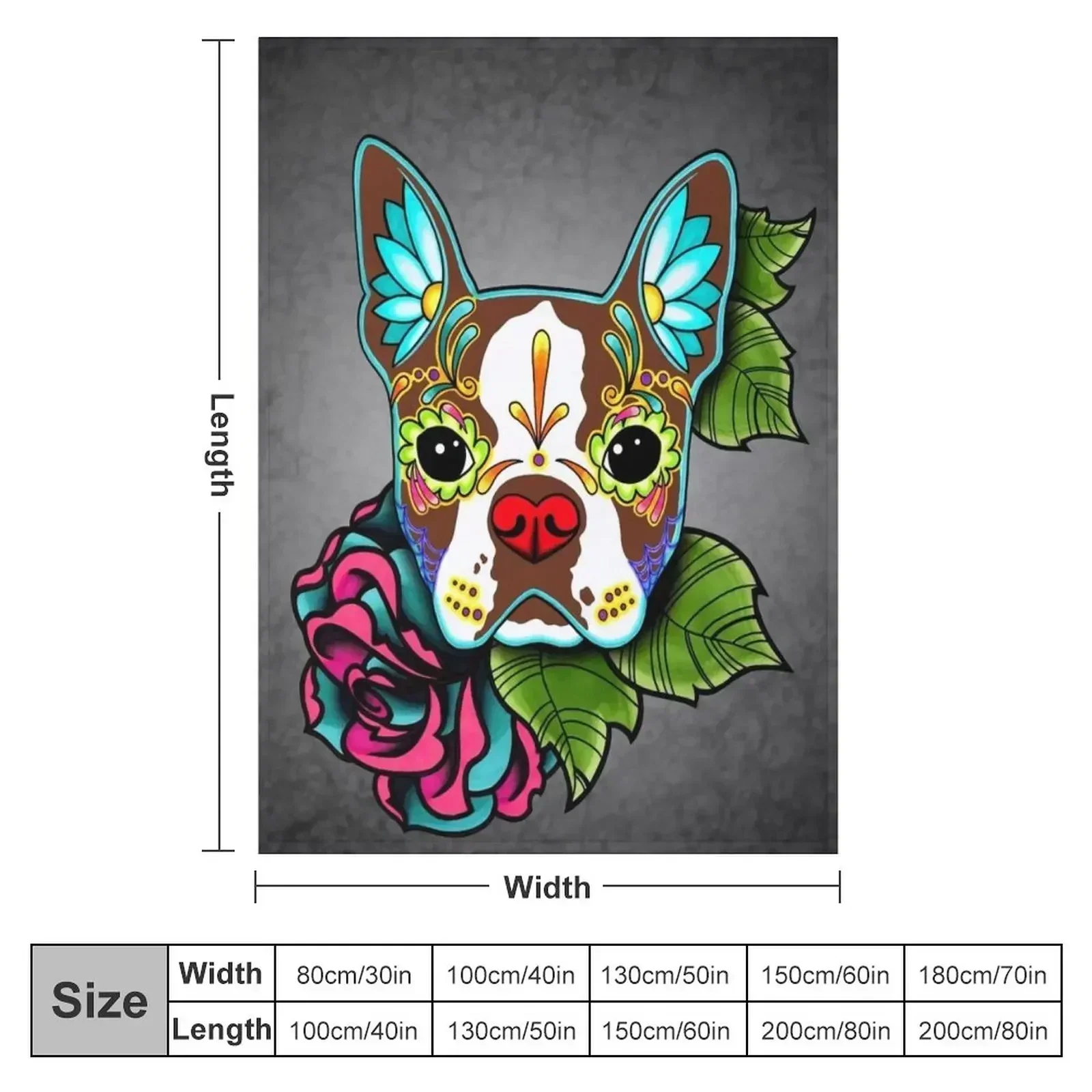 Boston Terrier in Red - Day of the Dead Sugar Skull Dog Throw Blanket Blankets For Baby Bed Luxury Brand blankets ands Blankets